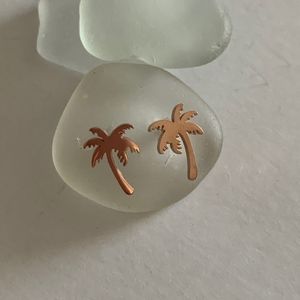 Beach Earring Studs - Rose Gold Palm Trees (X0188)